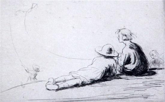 Eileen Soper (1905-1990) Kite Flying, 1921, 3.75 x 5.75in.